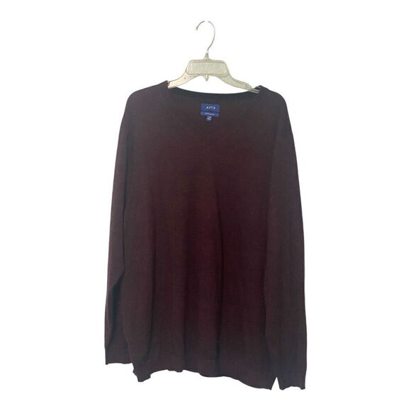 Apt 9 Mens 2XB Wool Blend Lightweight VNeck Long Sleeve Maroon Pull-Over Sweater - Picture 1 of 9